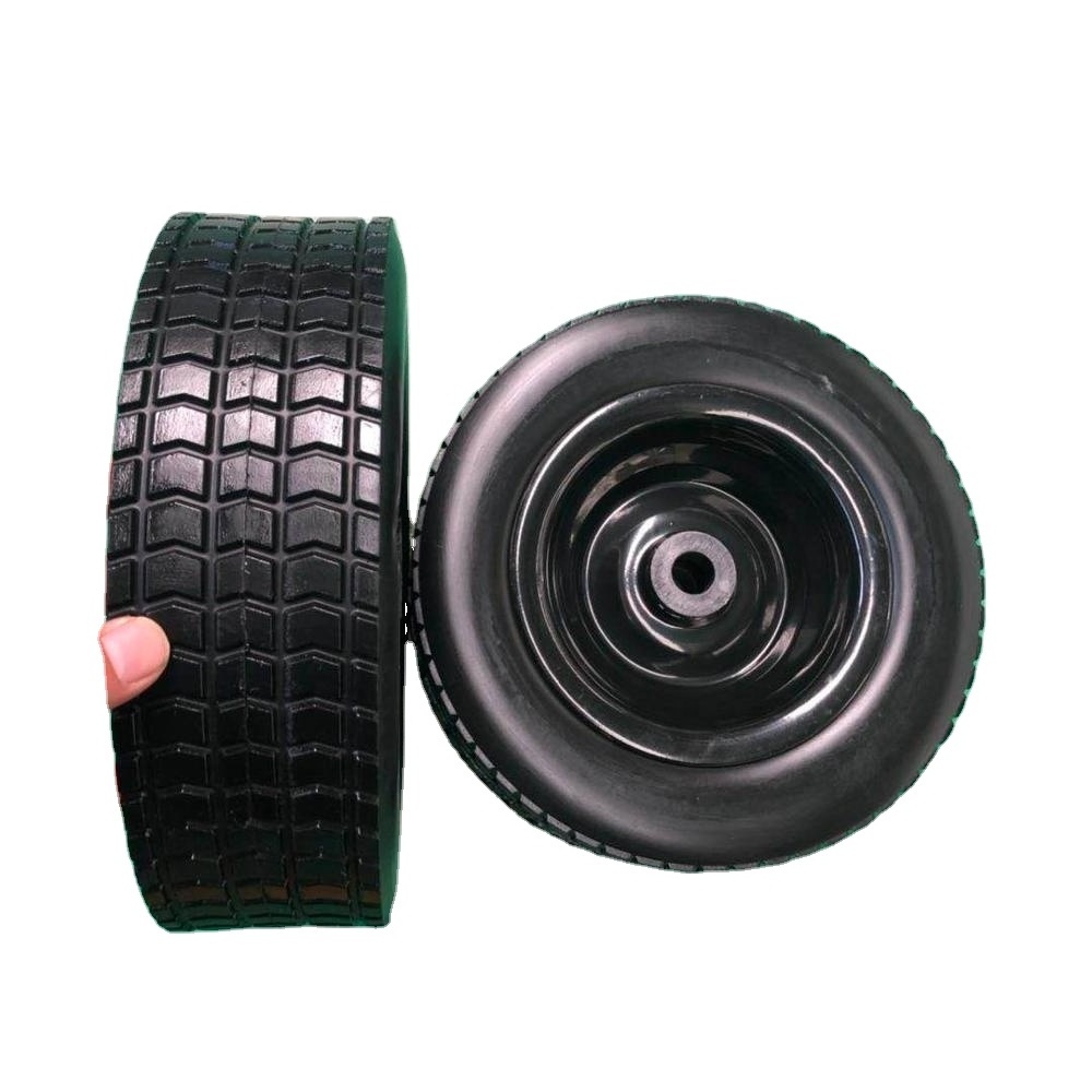 4.00-6 black pu  foam 12 inch  flat free tire wheel  steel rim 12x4  inch pu wheel lawn mover wheel