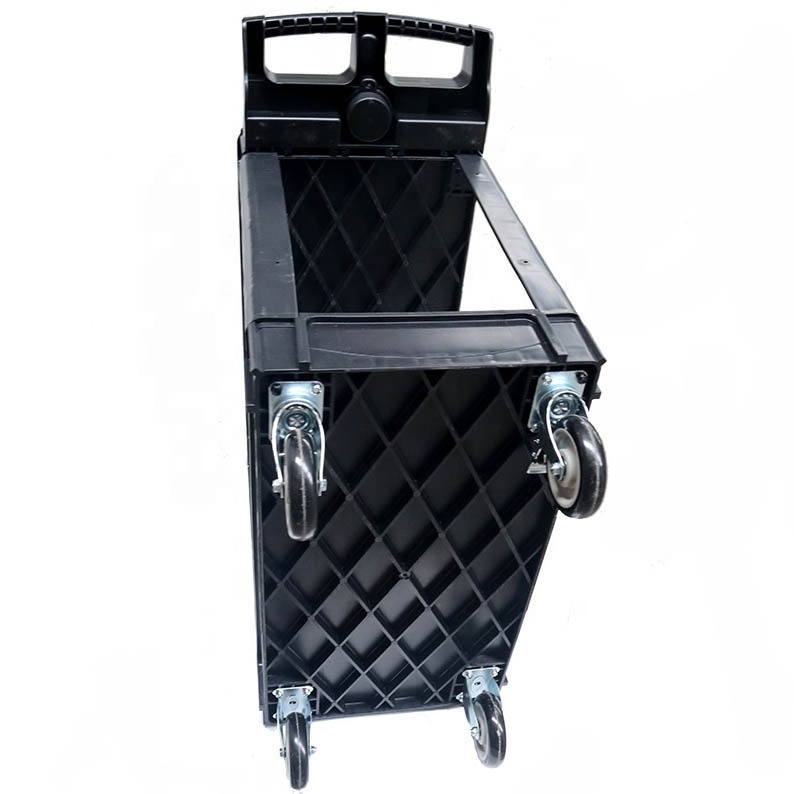 2 layer PP heavy duty tub cart with 5'' caster black tool trolley 250kg