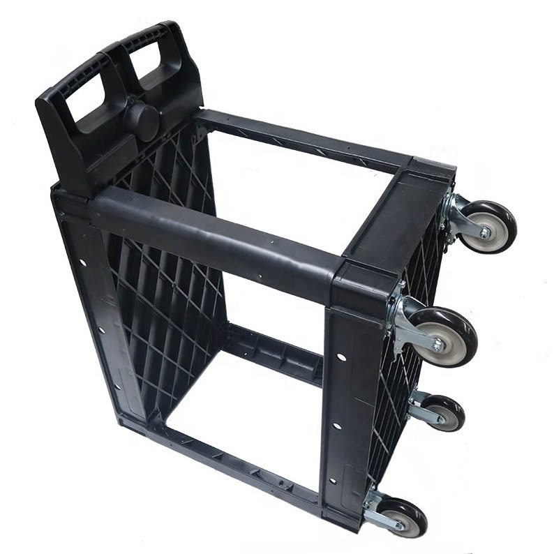 2 layer PP heavy duty tub cart with 5'' caster black tool trolley 250kg