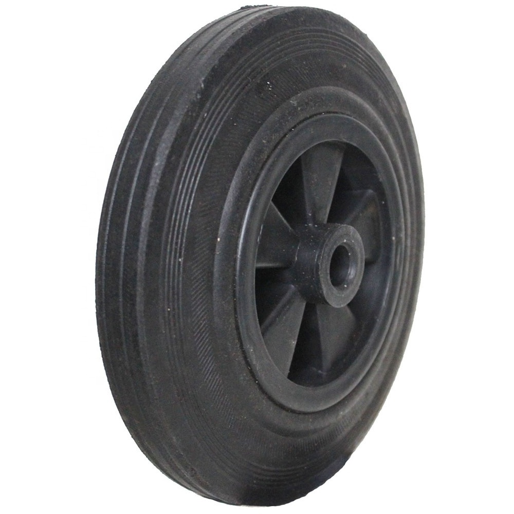 200x50mm 8x2inch black rubber solid wheel for garbage can dustbin waste bin trash can and wheelie bin