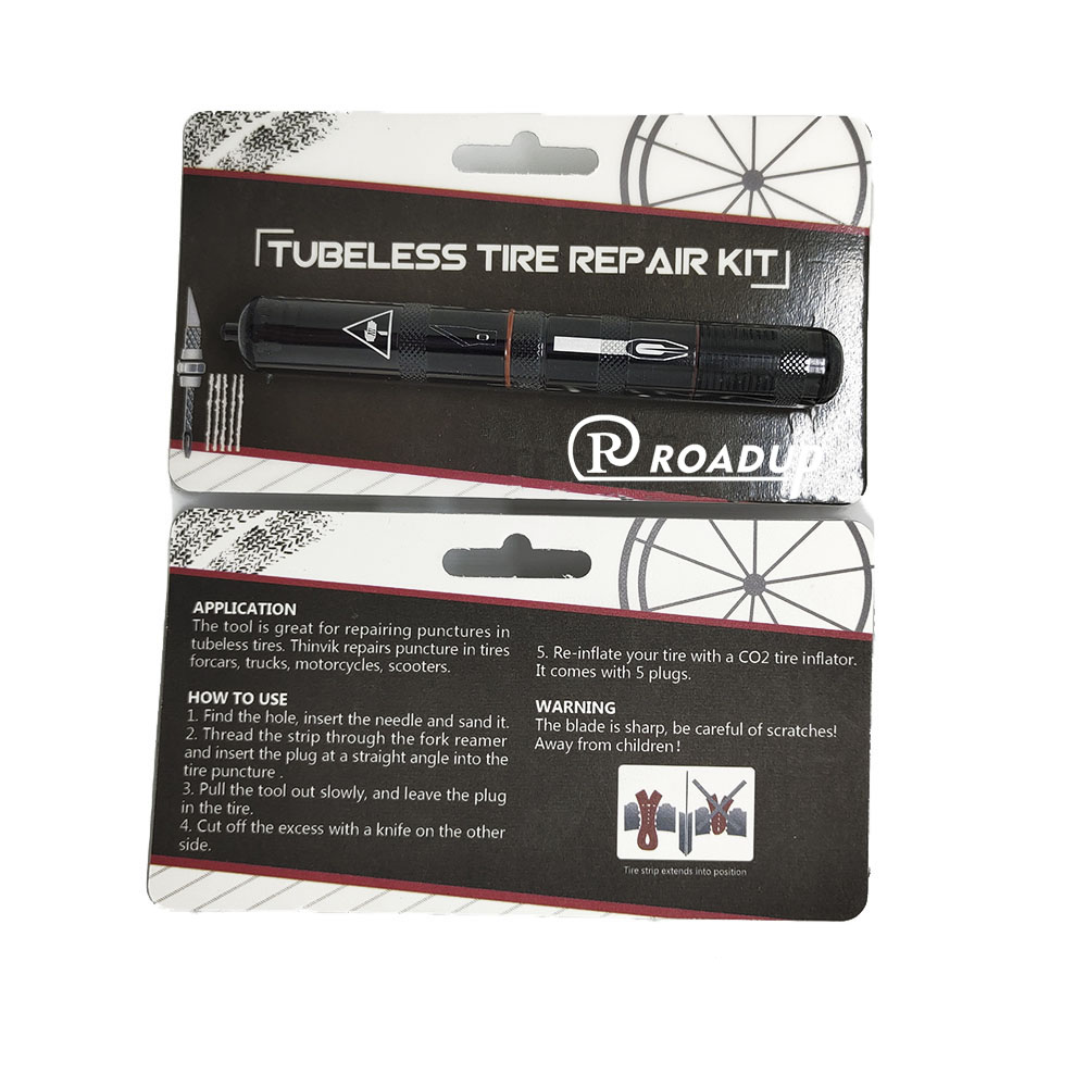 Tubeless Tire Repair Kit, Portable Bike Tire Puncture Mending Tool- Includes Tire Repair Fork Reamer and 5 Bacon Strips