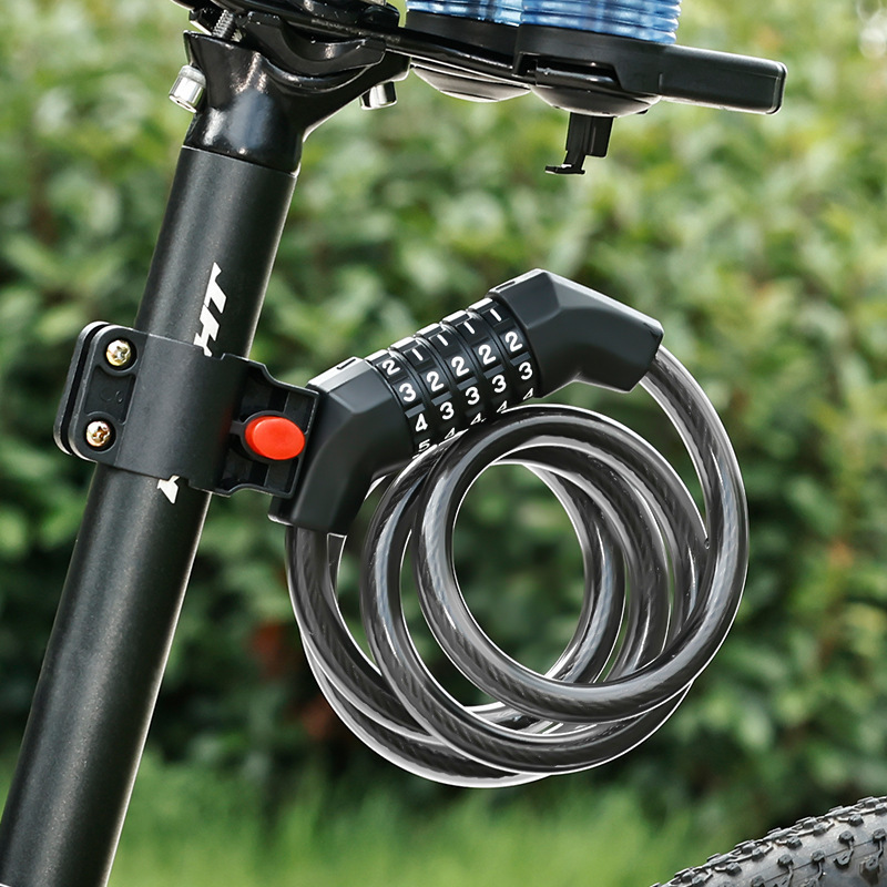 Cycling Long Bicycle Lock Chain Combination Anti Scratch 5 Digit Cable Steel Bicycle Lock