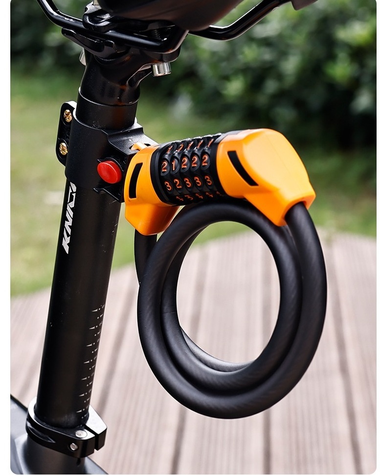 Waterproof Anti-Theft Bicycle Cable Lock Anti-Cutting Steel Five Digit Bicycle Combination Lock for Bike Motorcycle Lock