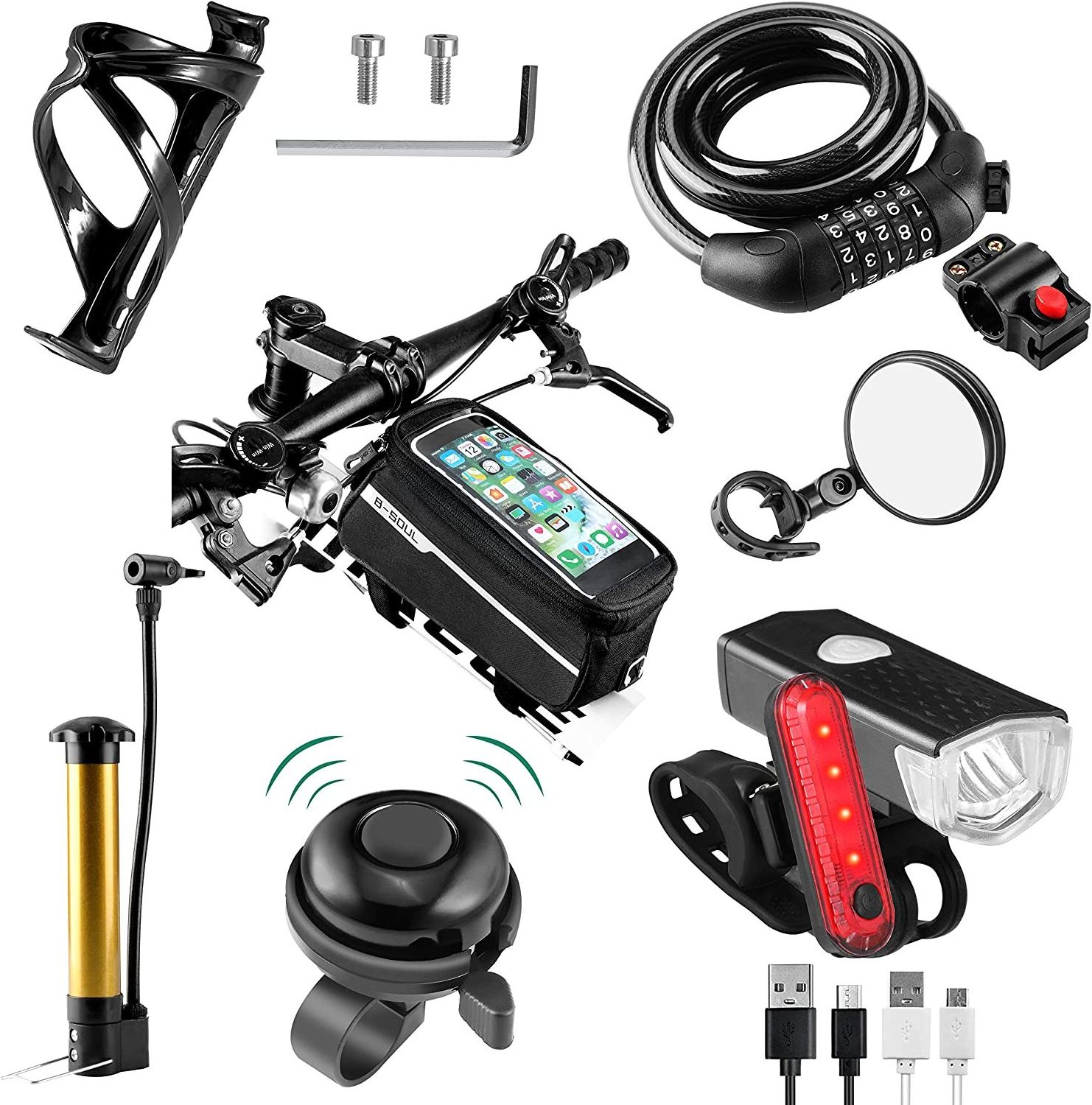 Wholesale bike Bicycle Accessories USB Rechargeable Bicycle lamp