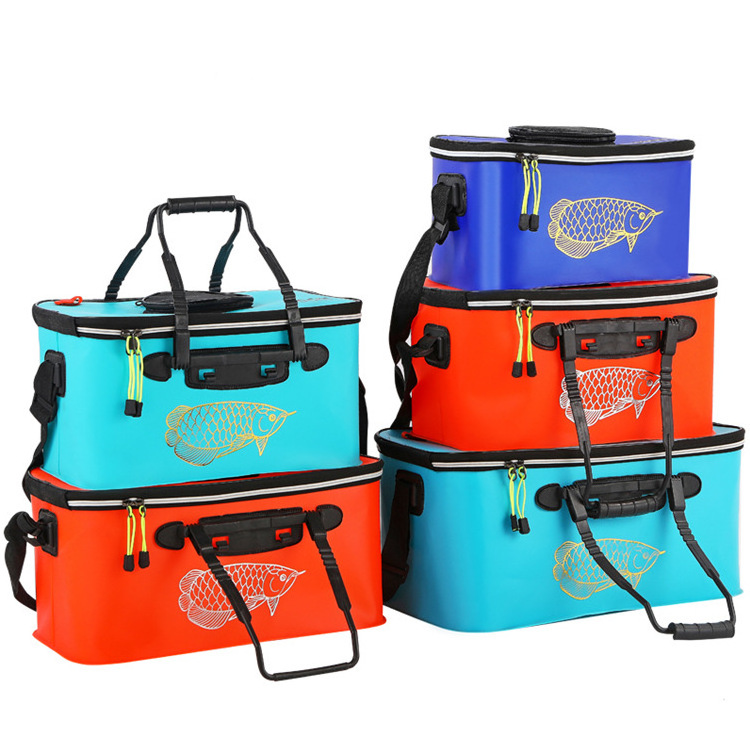 50*28*24cm Foldable Fish Bucket Live Fish Container Multi-Functional Fish Live Lures Bucket Outdoor EVA Fishing Bag