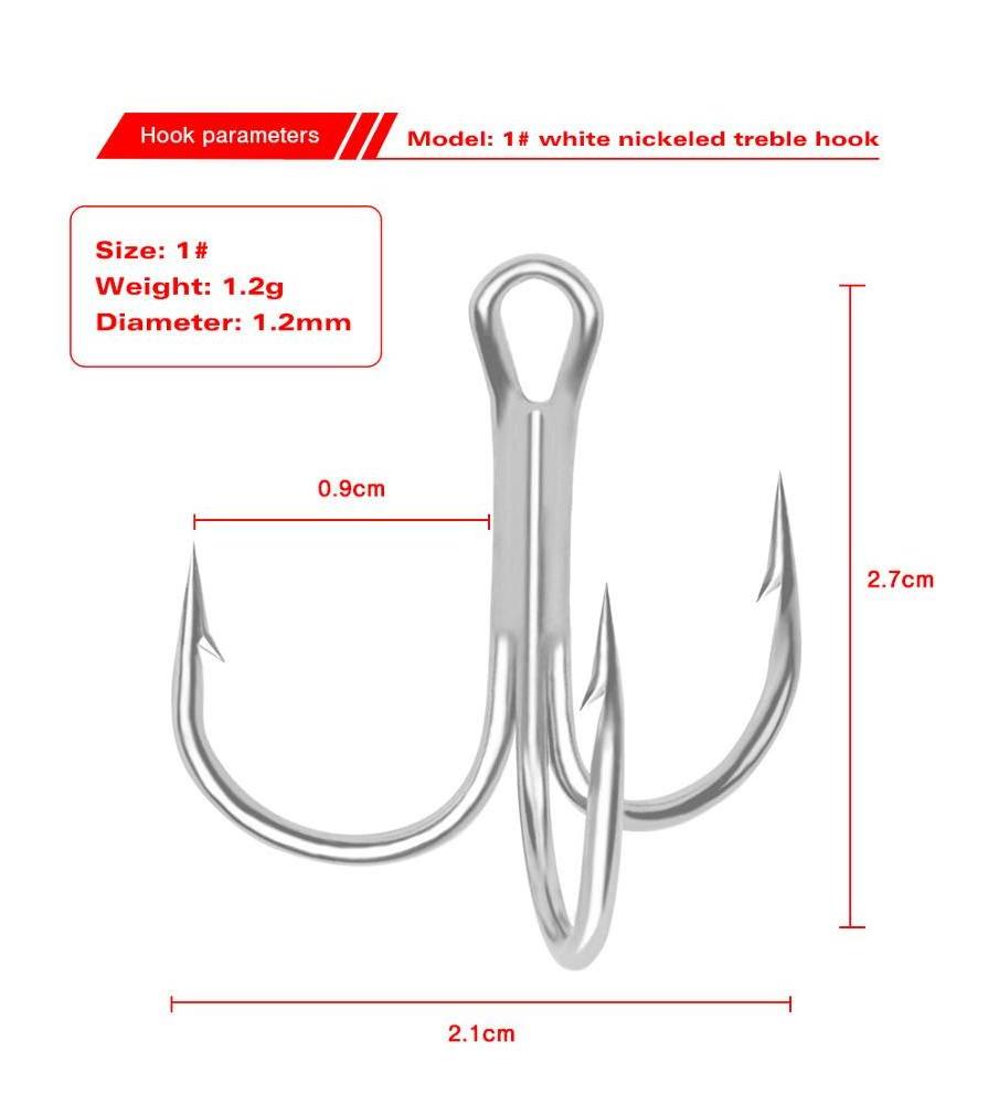 JETSHARK factory bulk cheap various sizes high carbon steel 1#- 3/0 treble fishing hook