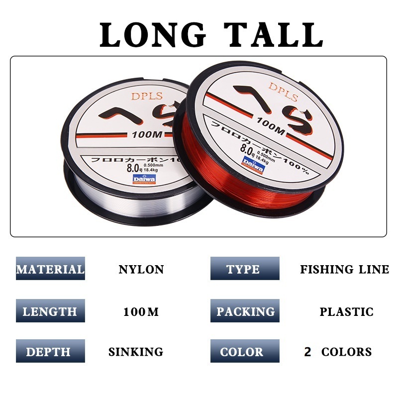 JETSHARK 100M High Quality Nylon/Fiber 4lb-40.6lb Strong 2mm Nylon Sea Fishing Wire Monofilament Nylon Fishing Lines