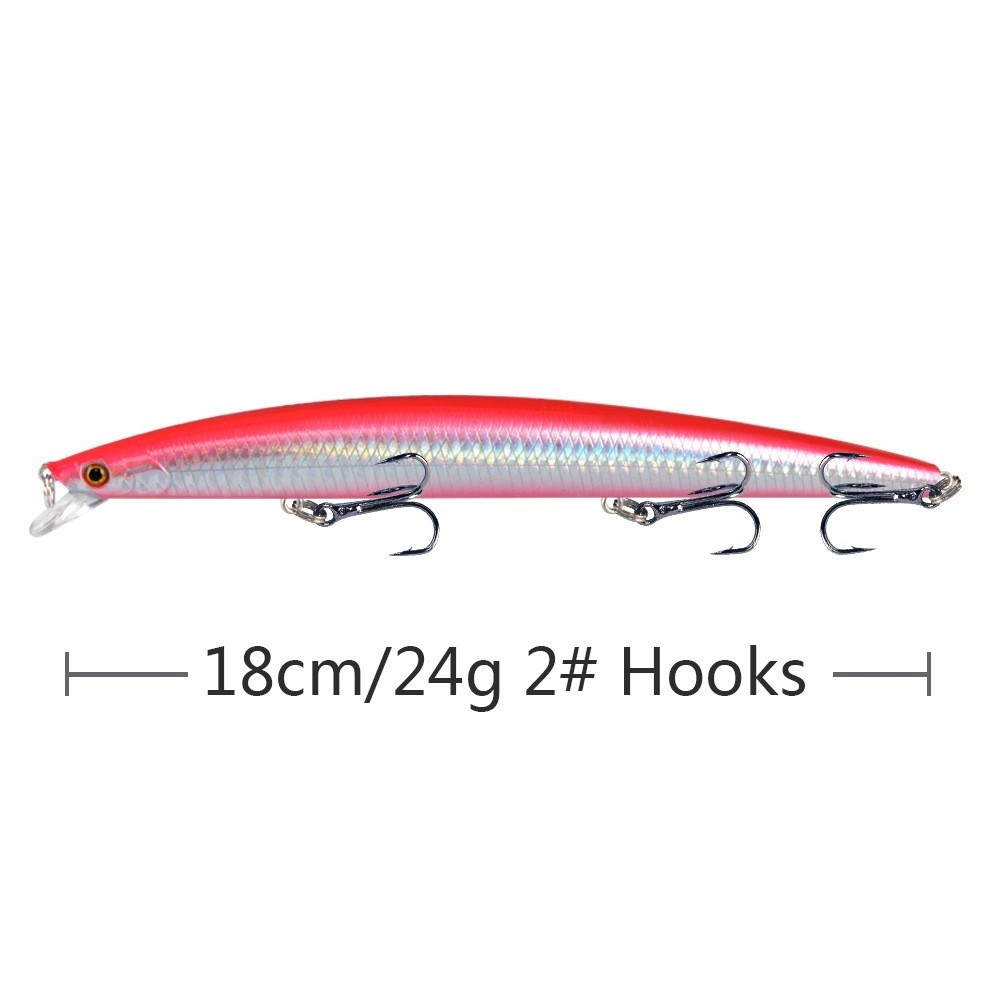 JETSHARK New Big 18cm 24g Saltwater Tuna Hard Plastic Bait Artificial Isca Pesca Sea Bass Minnow Fishing Lures