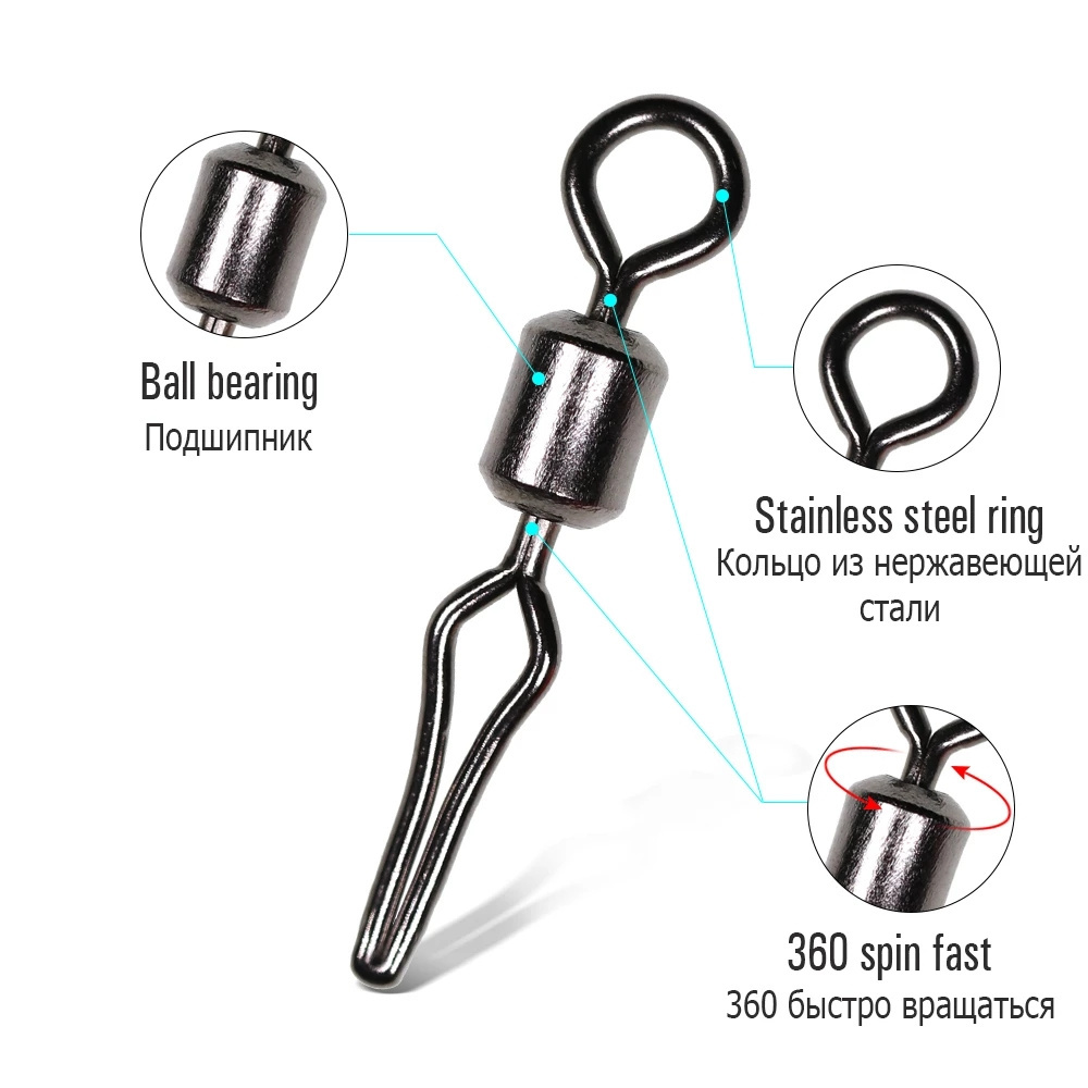 Swivel With Side Line Clip Fishing Tackle Fishhooks Crap Fishing Connector Fishing Swivels With Snap