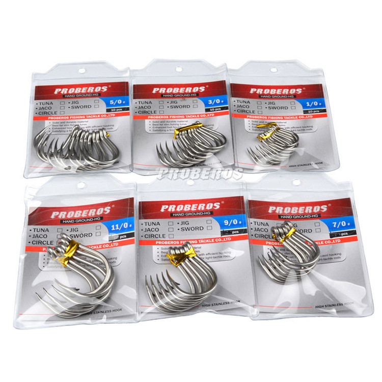 JETSHARK 5Pcs/Bag 10Pcs/bag High Carbon Steel Fishing Hook 1/0#-13/0# Max Tension 20-80KG barbed fishhooks