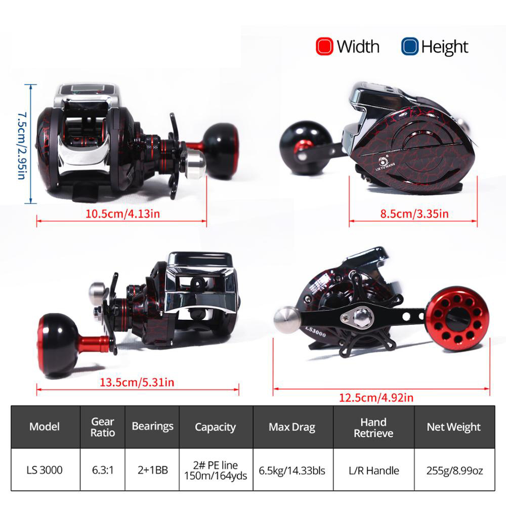 JETSHARK 12BB 6kg Drag 6.3:1 Gear ratio metal baitcaster fishing reels with line counter