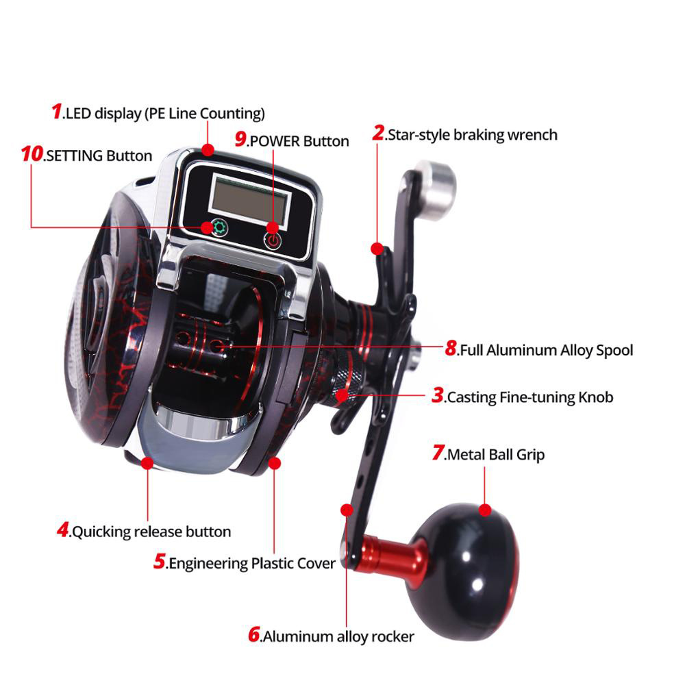 JETSHARK 12BB 6kg Drag 6.3:1 Gear ratio metal baitcaster fishing reels with line counter