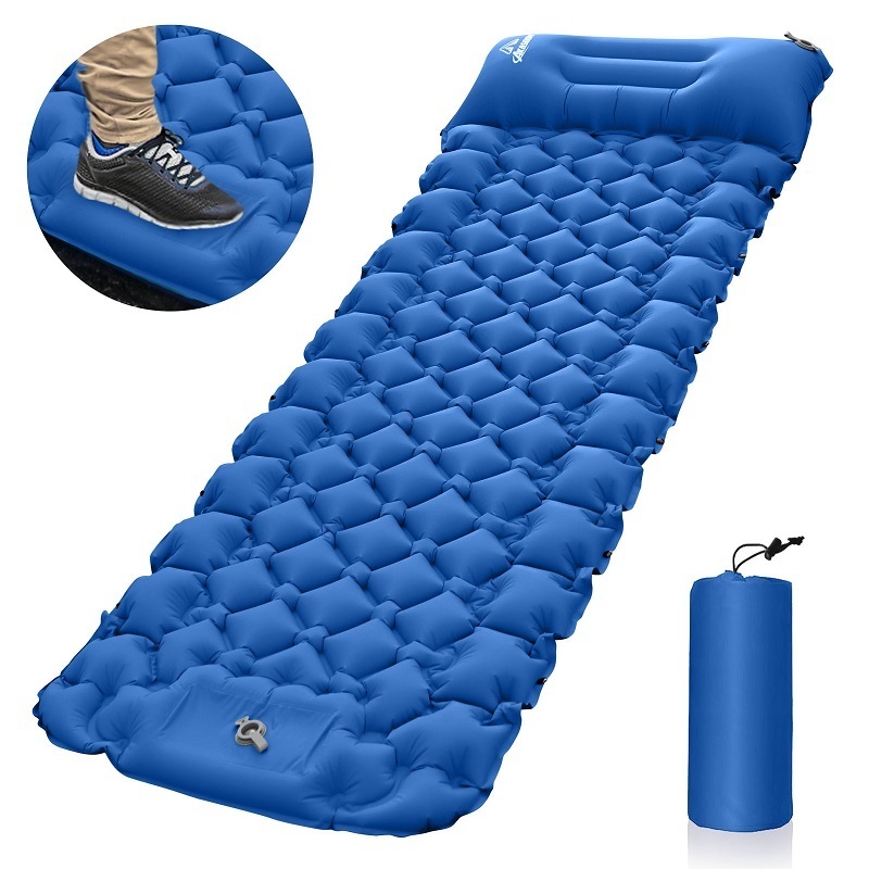 JETSHARK Outdoor Inflatable Bed Cushion With Built-in Foot Pump Portable Family Camping Travel Inflatable Air Mattress