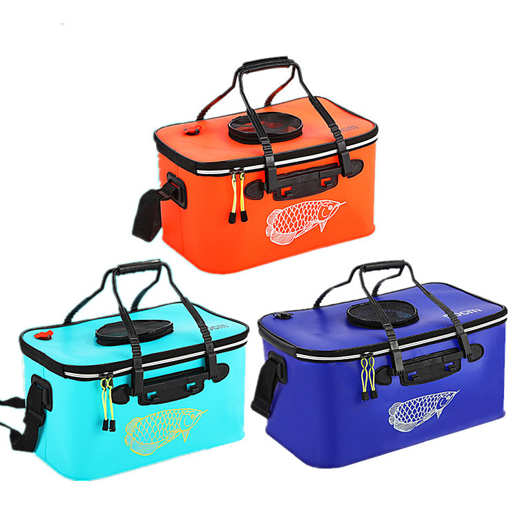 50*28*24cm Foldable Fish Bucket Live Fish Container Multi-Functional Fish Live Lures Bucket Outdoor EVA Fishing Bag