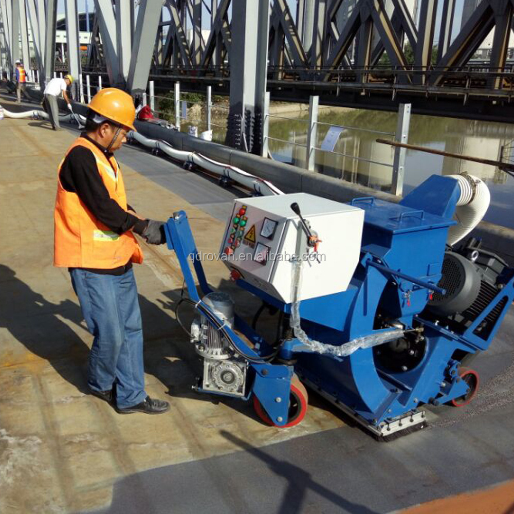 Movable floor shot blasting machine for bridge surface cleaning