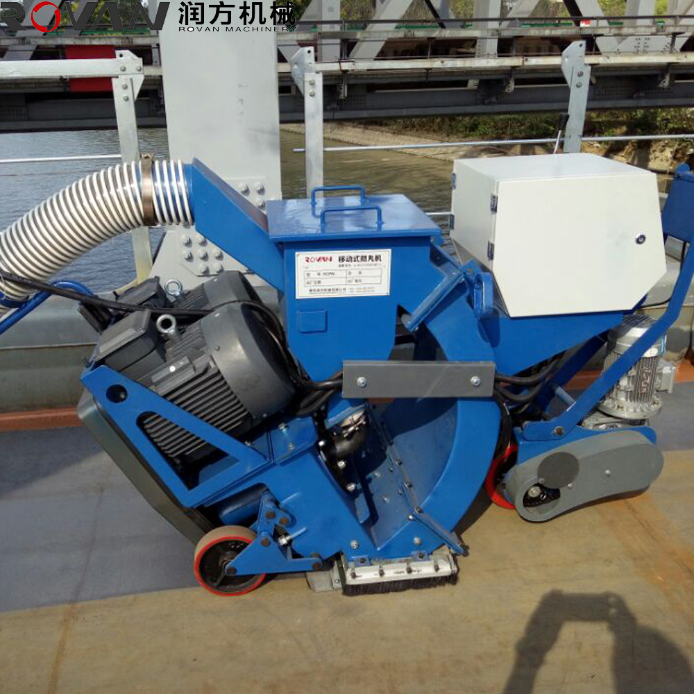 Movable floor shot blasting machine for bridge surface cleaning