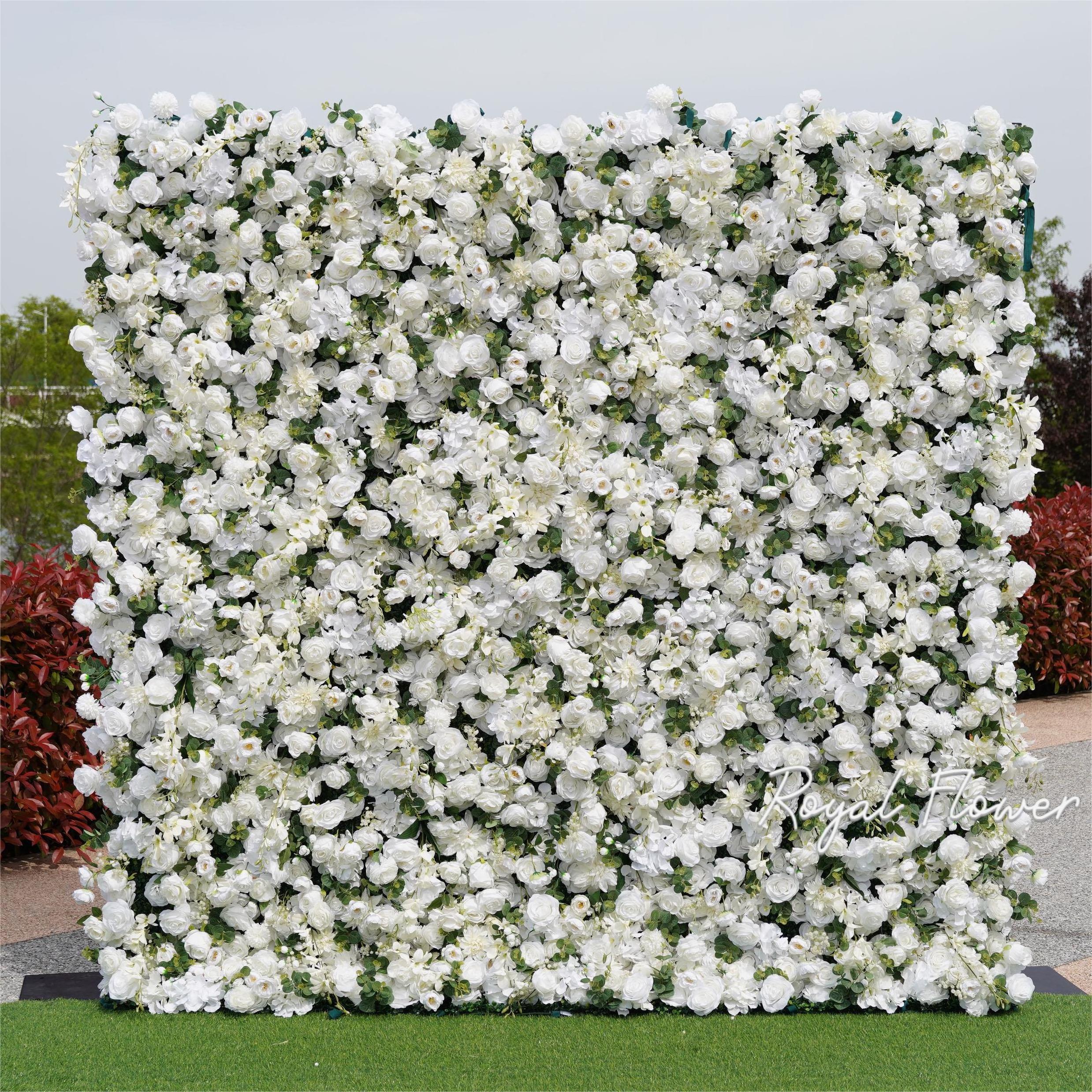 Lifelike Green Plant Artificial Flower Wall For Wedding Background