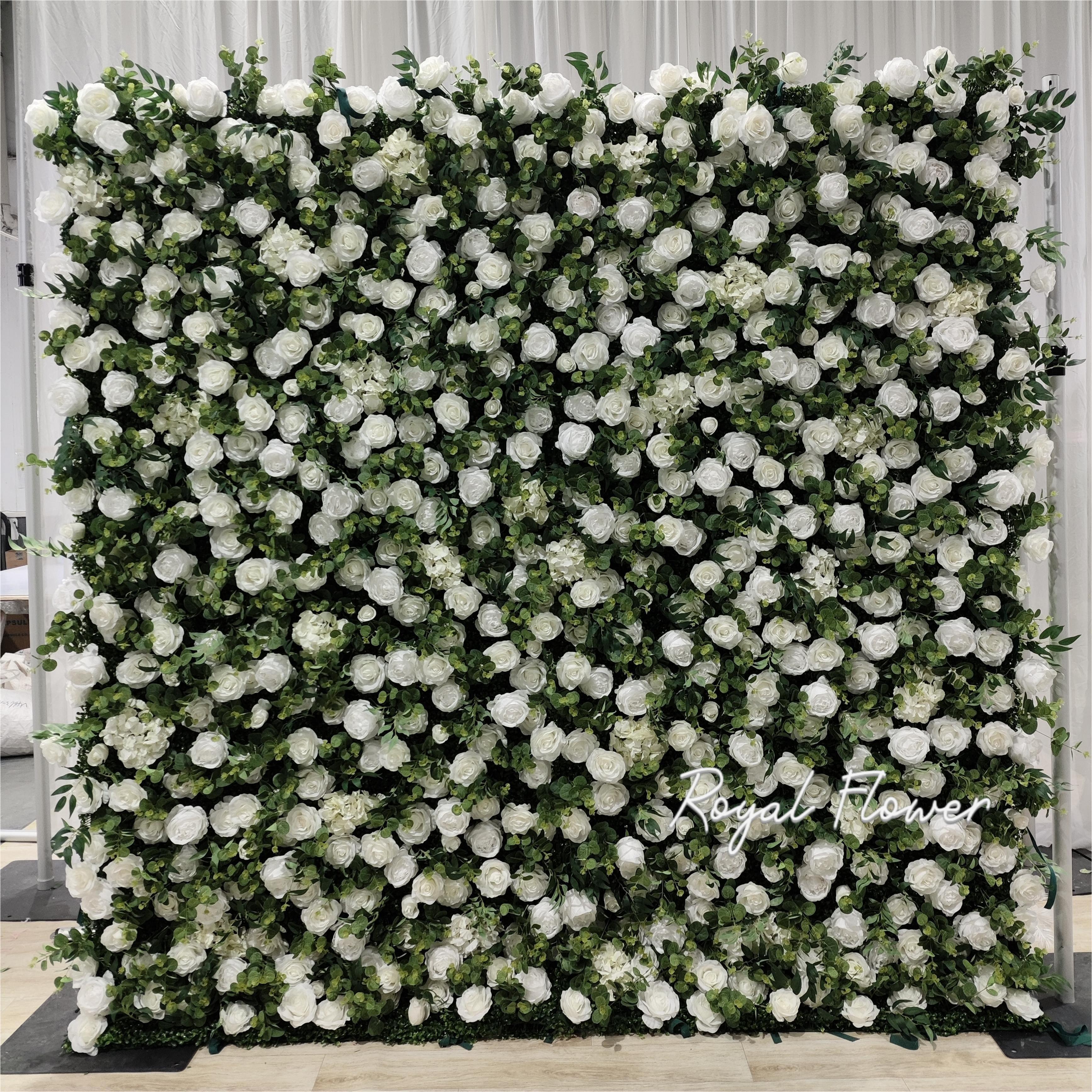 Lifelike Green Plant Artificial Flower Wall For Wedding Background