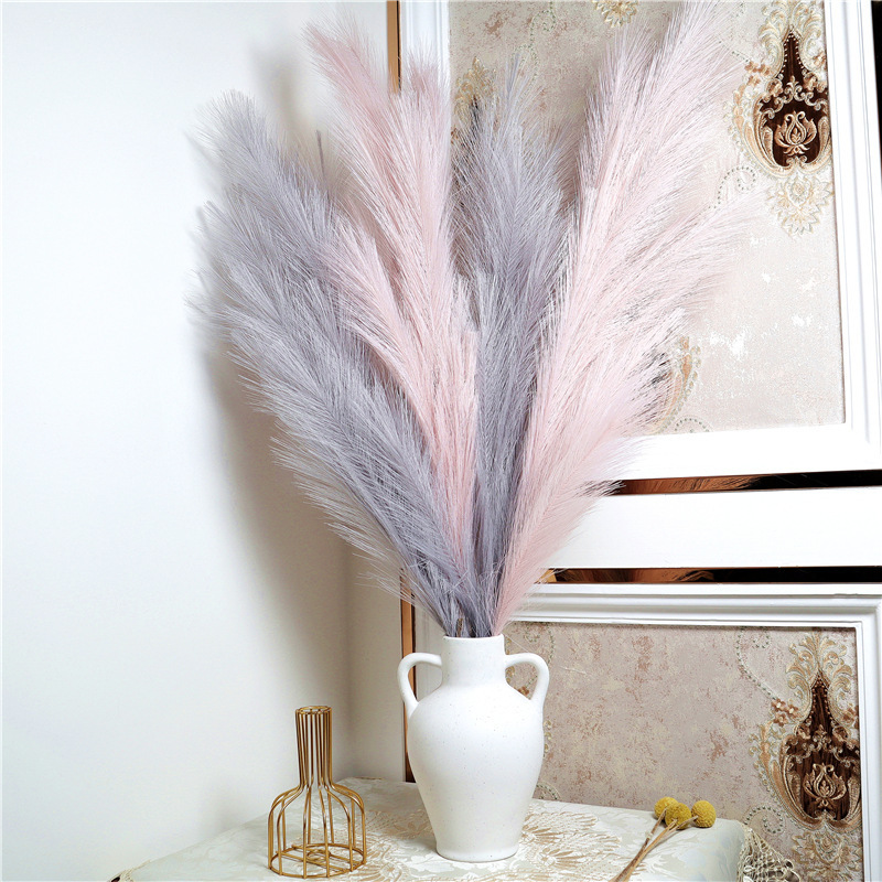 Wholesale 110 cm 18 branches Faux Pompas Grass Flower Decor Large Long Reed Tall Fluffy Faux Silk Artificial Pampas Grass