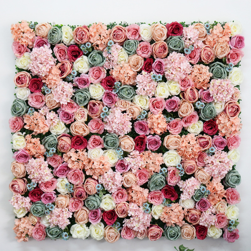 Factory sale silk panels floral wall decorative wall backdrop pink flower wall backdrop 8ft x 8ft for wedding decoration