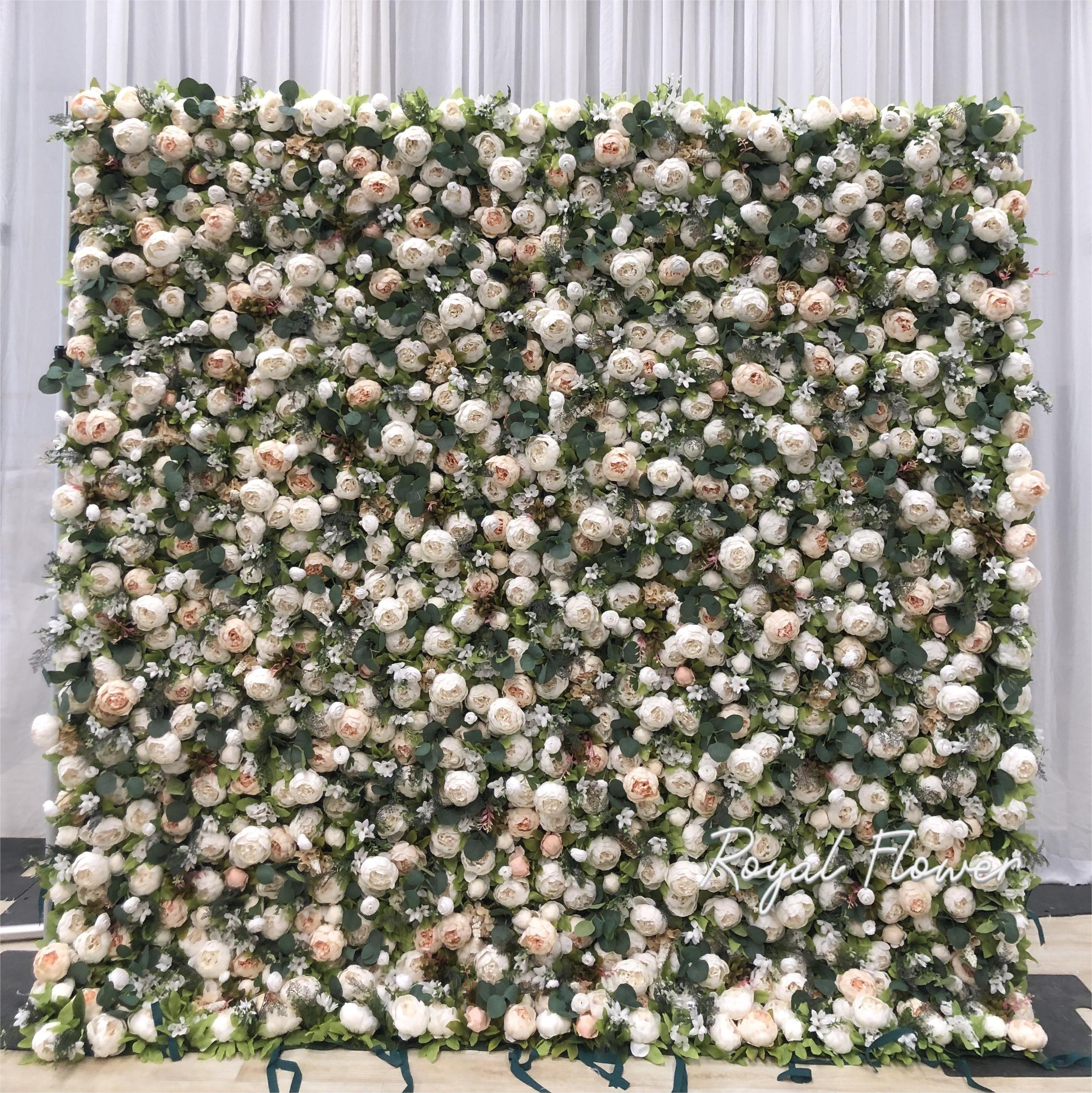 High Quality 3d 5d Pink Purple Artificial Flower Wall Rolling Up Curtain Flower Wall Backdrop For Wedding Event Decoration