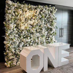 Lifelike Green Plant Artificial Flower Wall For Wedding Background