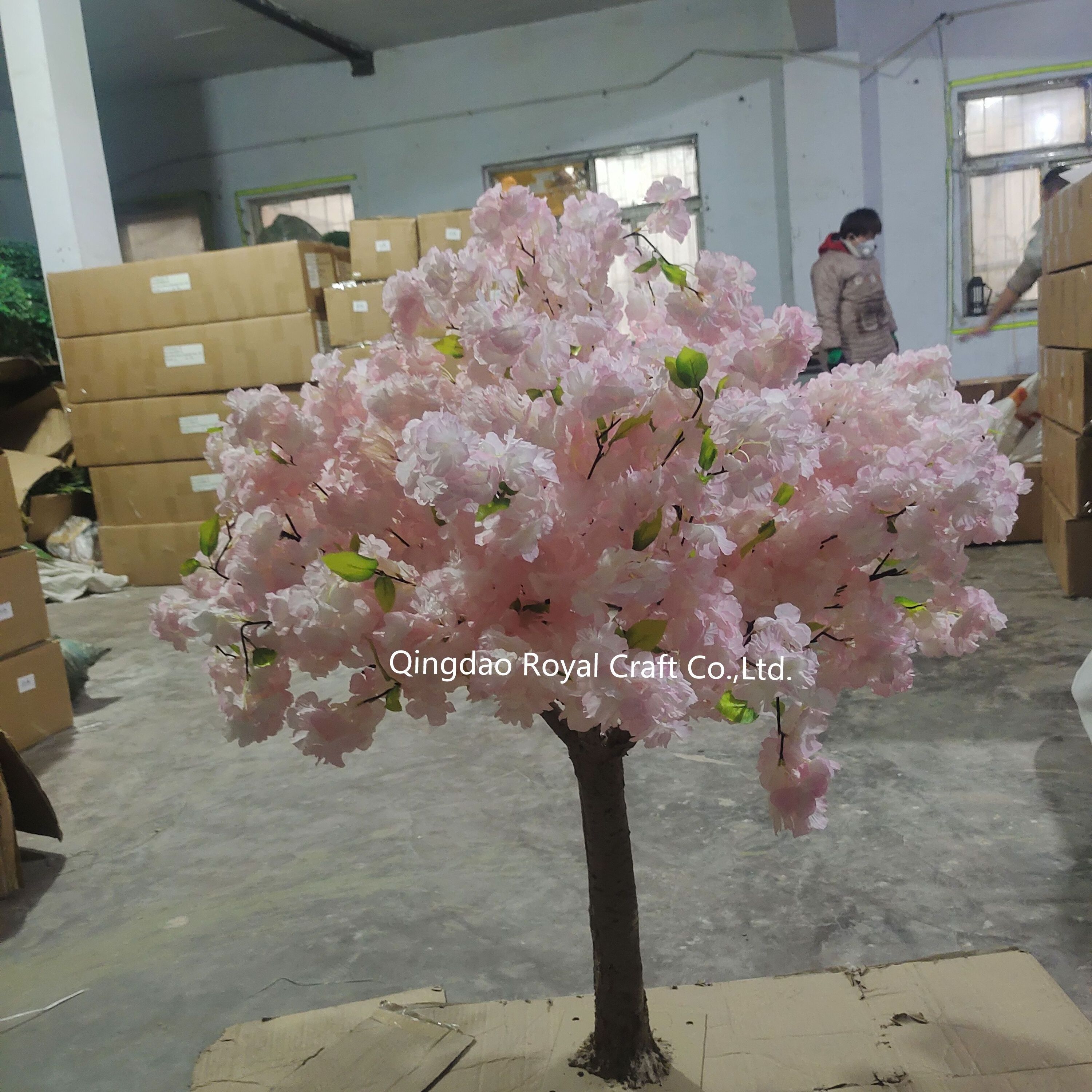 Giant Japanese Pink Cherry Blossom Sakura Tree With Real Like Fabric Flower