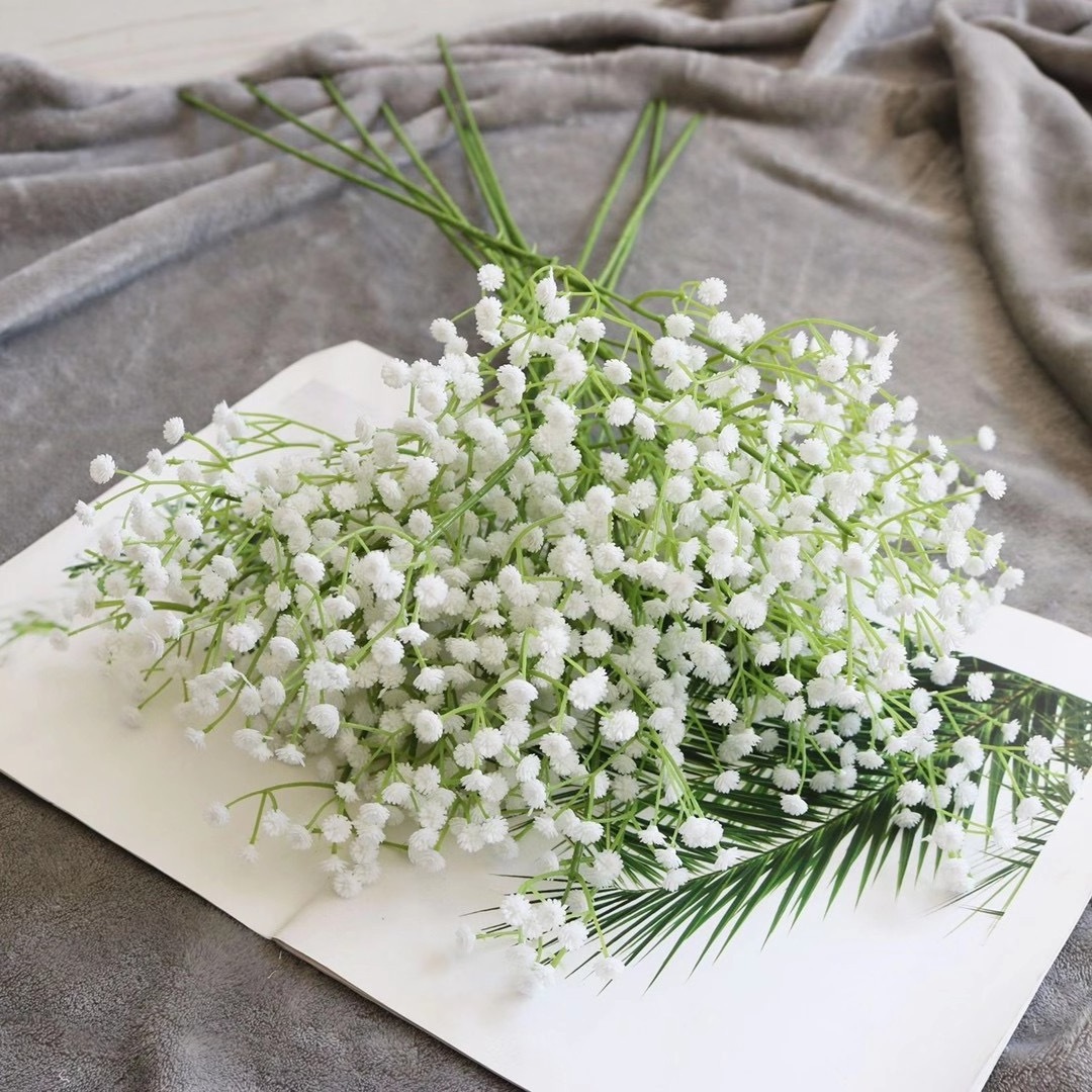 S-H52 Wholesale artificial white Gypsophila Wedding Decoration White Colour Real Touch Artificial Baby breath Flower