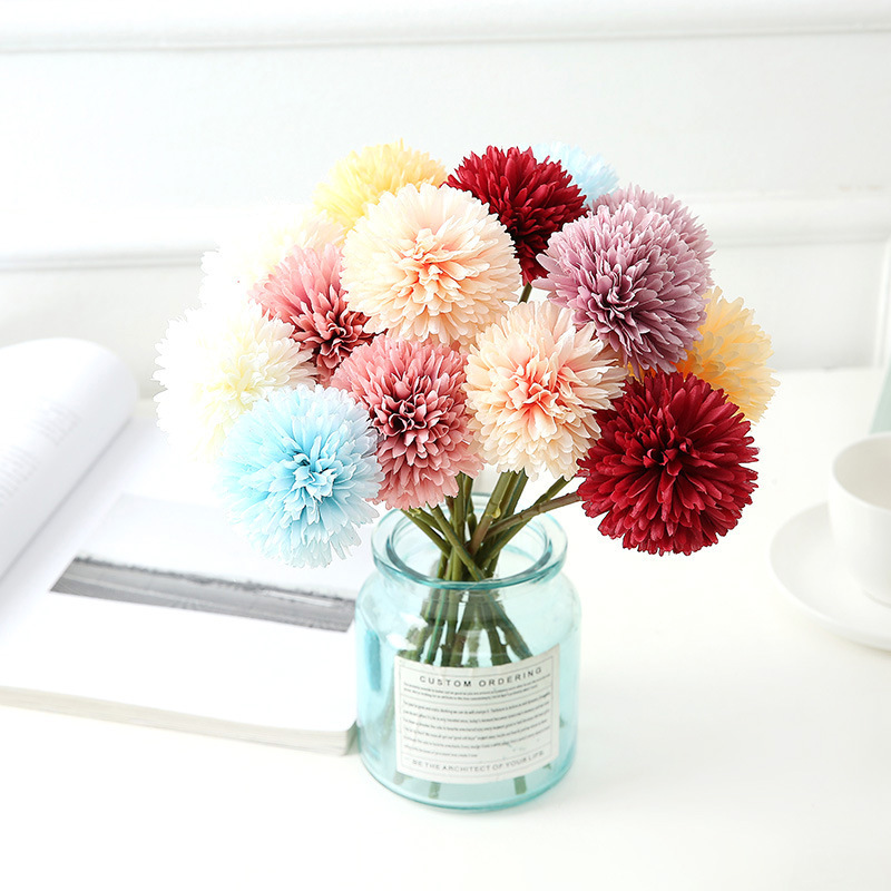 Wholesale Single Silk dahlia artificial flower dandelion plant flowers able tennis chrysanthemum wedding home decoration ball