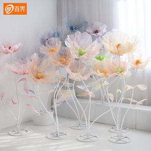 Giant Artificial Flowers Organza Flower Display For Wedding Event Stage Decoration Large Flower