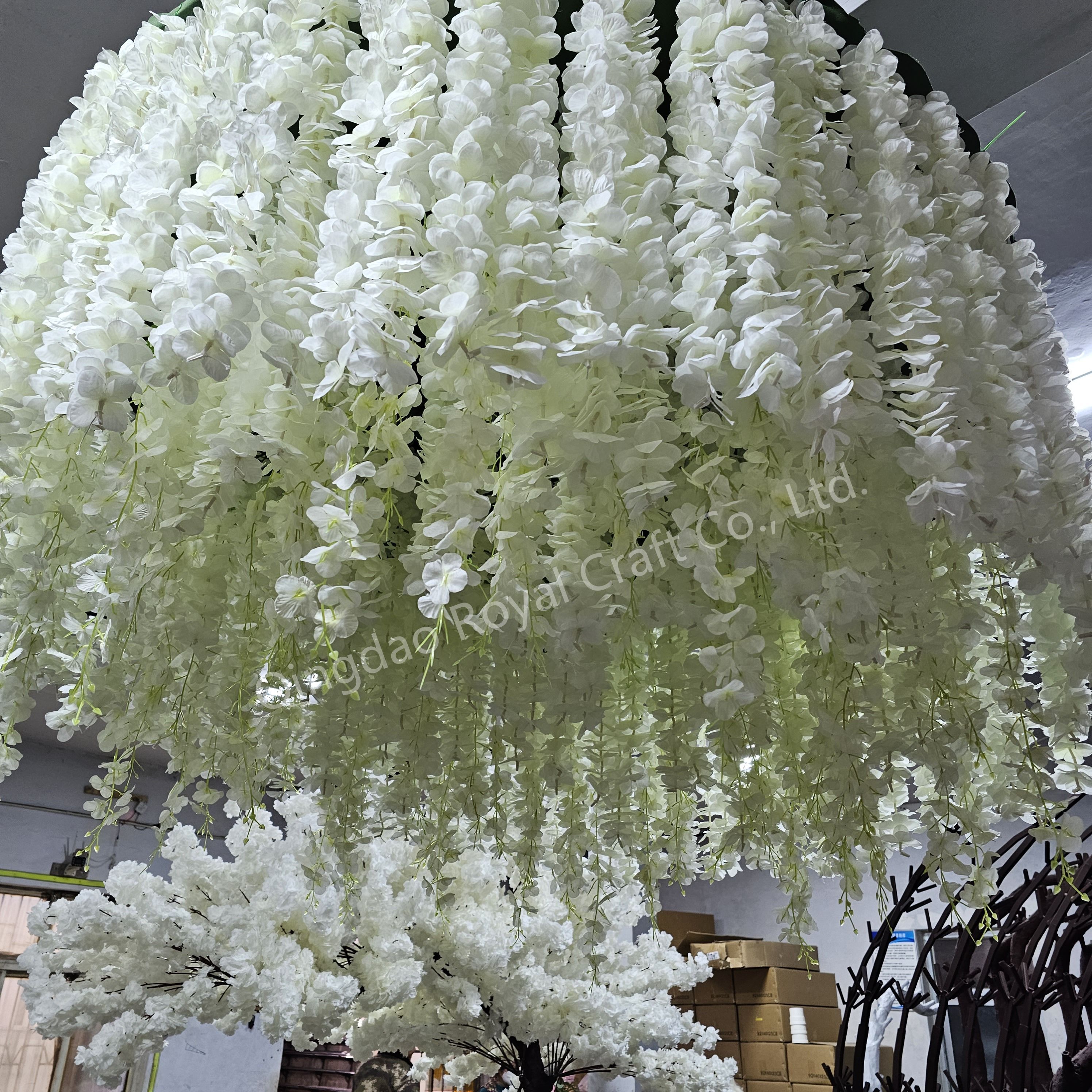 Wedding Decor Design Pink Wisteria Vine Garland Artificial Cherry Blossom Flower Wall Panel Ceiling Hanging Flowers Decoration