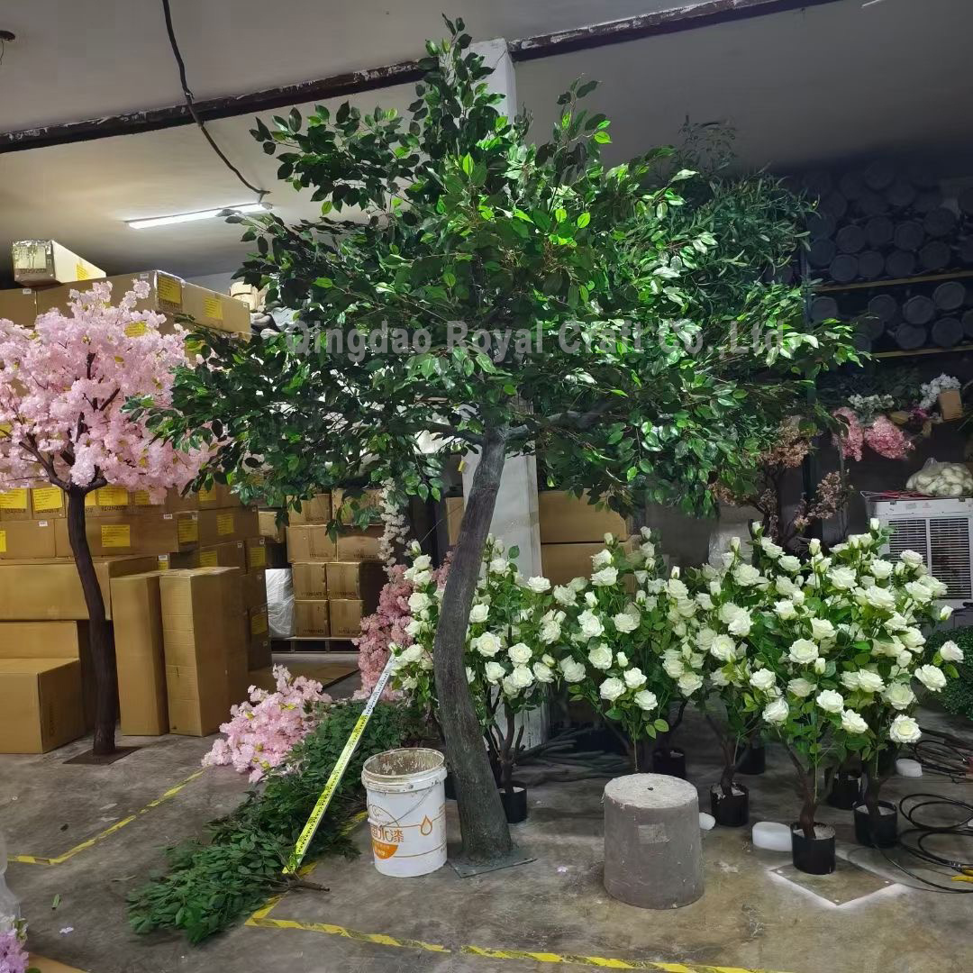 Custom Green Large Artificial Ficus Tree Indoor Outdoor Fiberglass Artificial Tree Decorative Big Artificial Banyan Tree