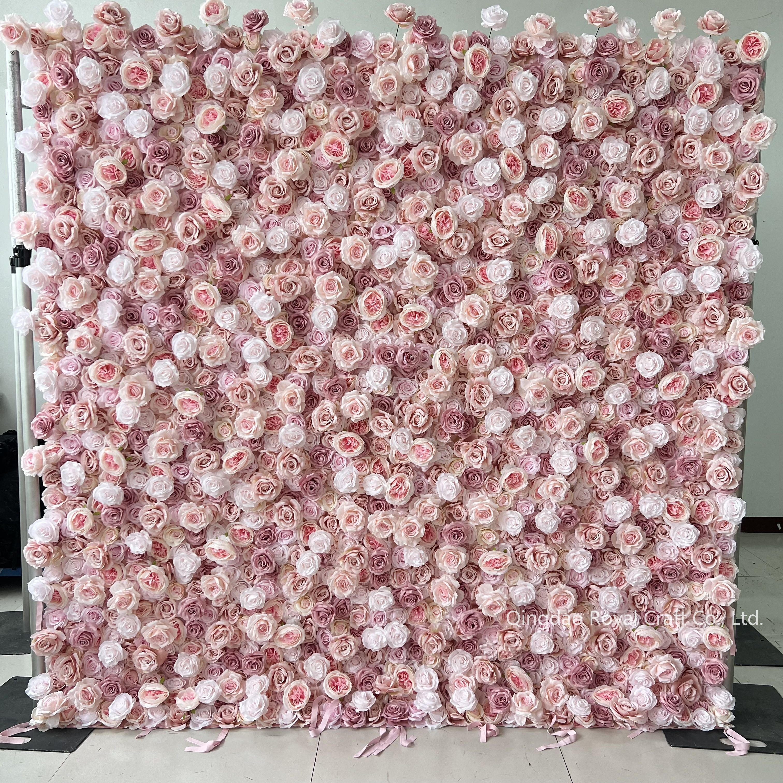 Factory Wholesale Pink White  Artificial Silk Flower Wall Panel wedding backdrops Flowers Wall  flower wed decor