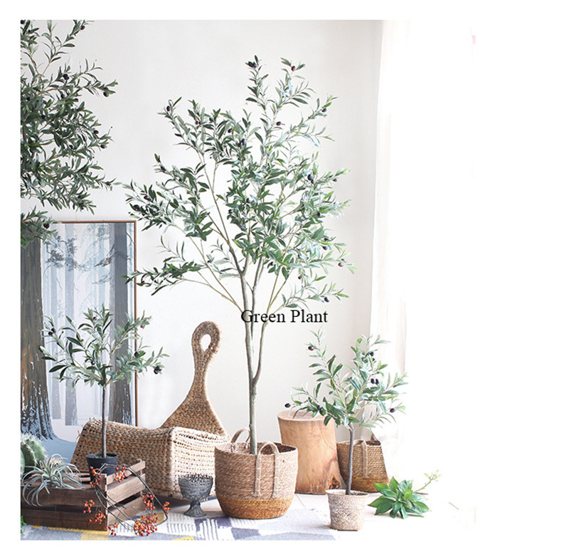 Realistic artificial bonsai olive tree branches for home decoration faux olive tree with silk leaves for sale