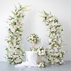 Wholesale Event Decorative Silk Flowers Arrangement Metal Stand Artificial Flowers For Wedding Arch