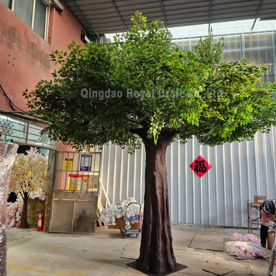 Custom Green Large Artificial Ficus Tree Indoor Outdoor Fiberglass Artificial Tree Decorative Big Artificial Banyan Tree