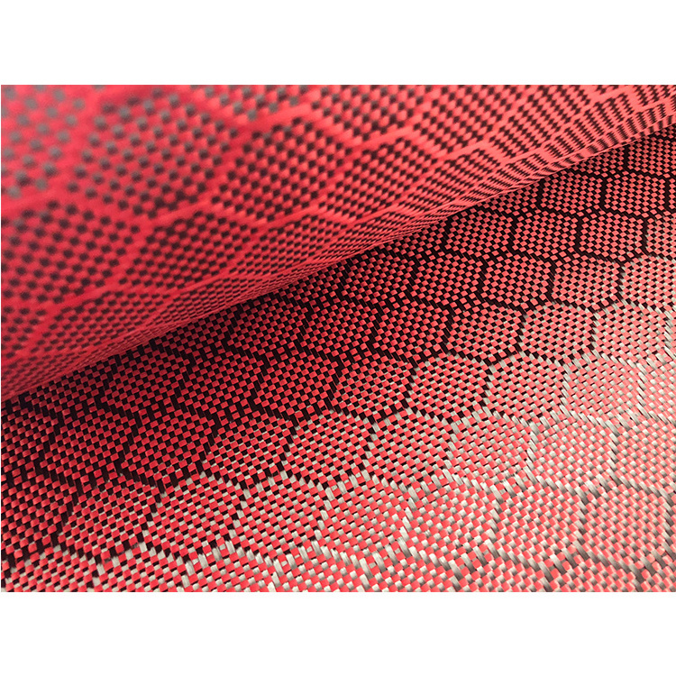 3k 240gsm Kevlar Red Honeycomb Carbon Fiber Cloth