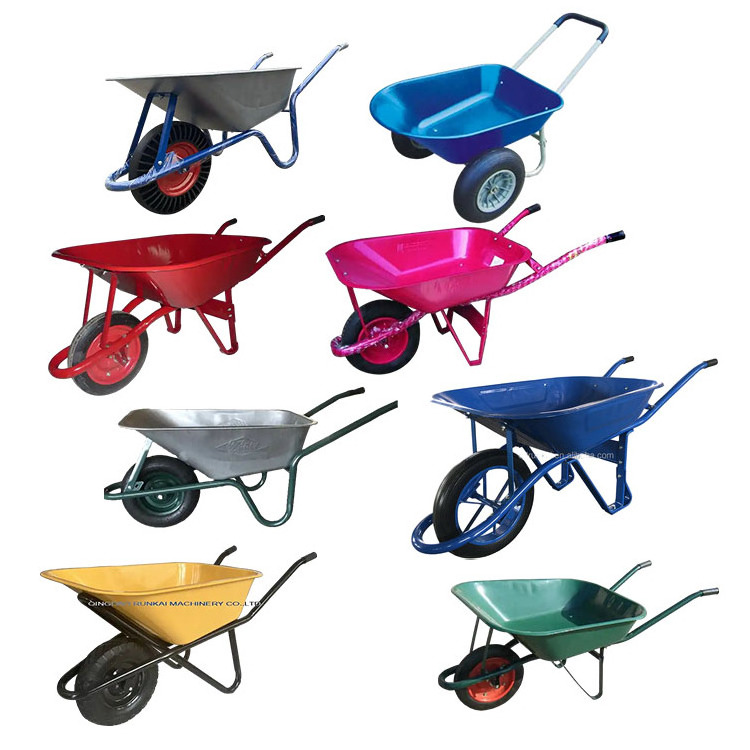 WB7805 200kg 100l 7cbf Super Load Bearing Resistant Wheelbarrow Garden Hand Cart Build Metal Wheelbarrow