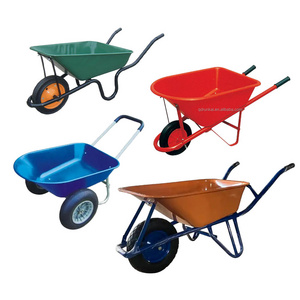 WB6405 Big Water Capacity Lightweight Solid Rubber Wheelbarrow Pu Foam Wheel 16"x4.00-8 Metal Wheelbarrows