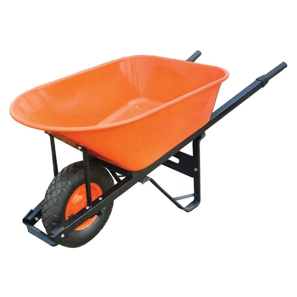 WB7805 200kg 100l 7cbf Super Load Bearing Resistant Wheelbarrow Garden Hand Cart Build Metal Wheelbarrow