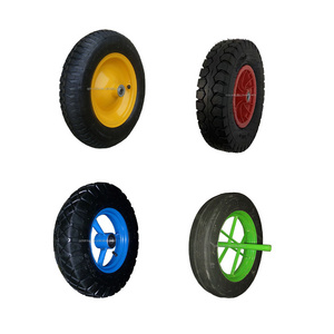 Pu Filled Wheel Barrow Tyres Pneumatic Wheel 16" x4.00-8 Pu Polyurethane Foam Puncture Proof Flat Free Wheel