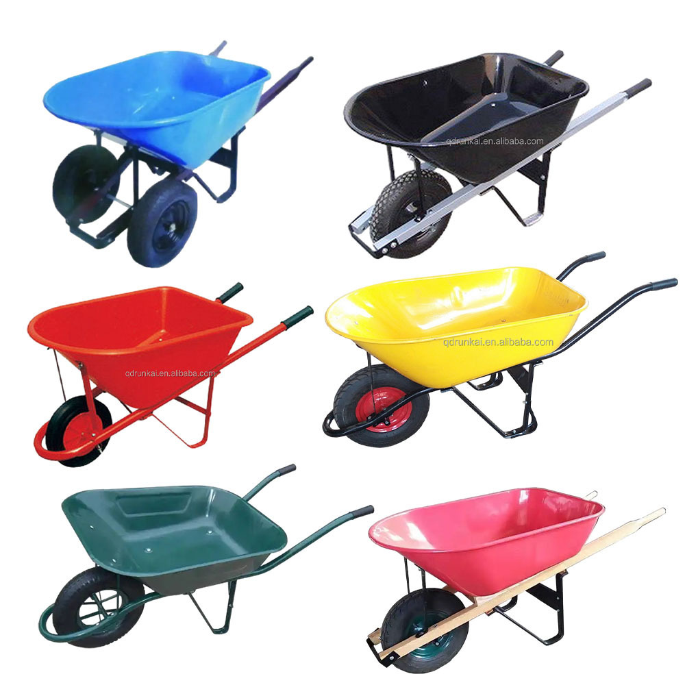 WB8603 Large Capacity Garden 4.00-8 Two Wheeled Heavy Deadweight Wheelbarrow With Axles Steel Spindle