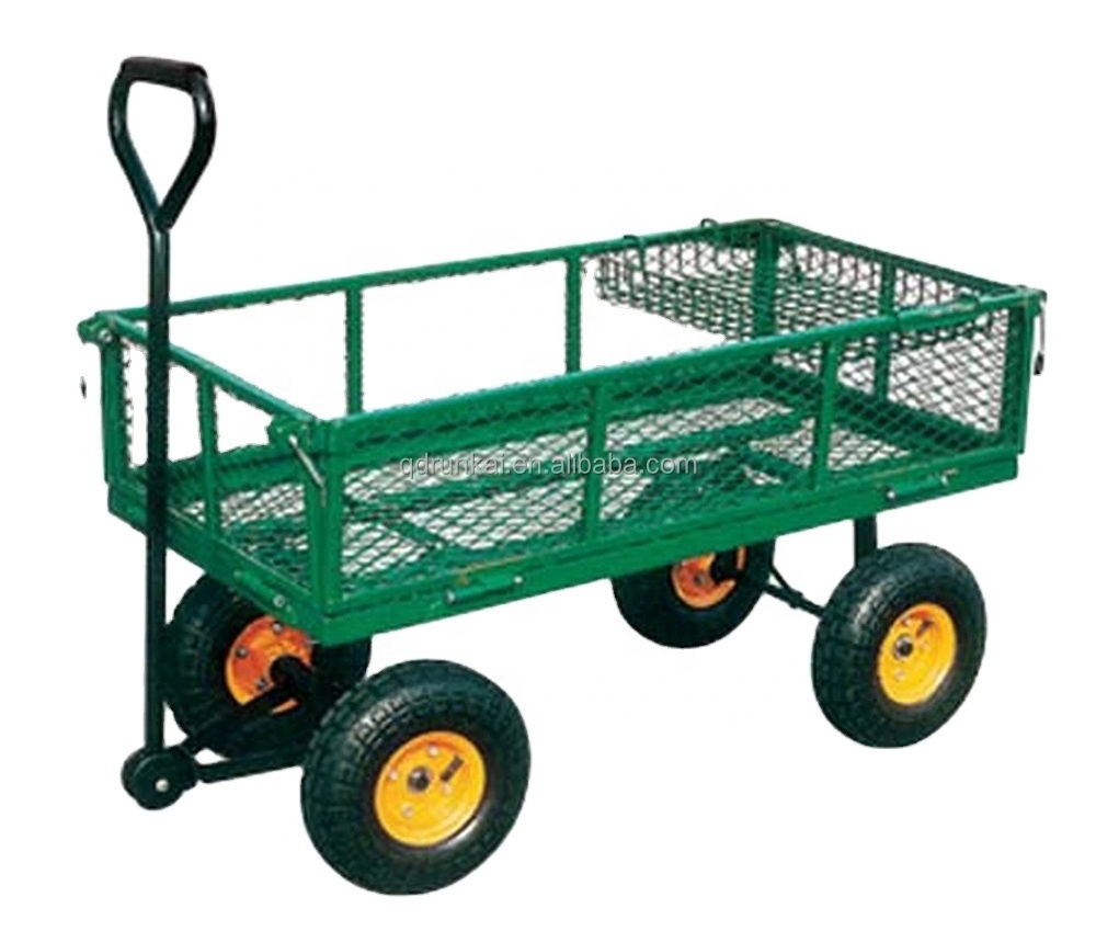 Tc1840 Linkage Steering Garden Mesh Cart Folding-wagon wheel barrow stainless steel Tools Large Garden Cart