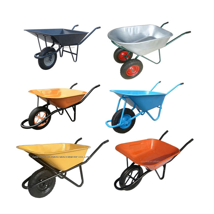 WB6400 65l 5cbf Full welding Building Material Greenhouse Flower Wheelbarrow For Gardening Construction