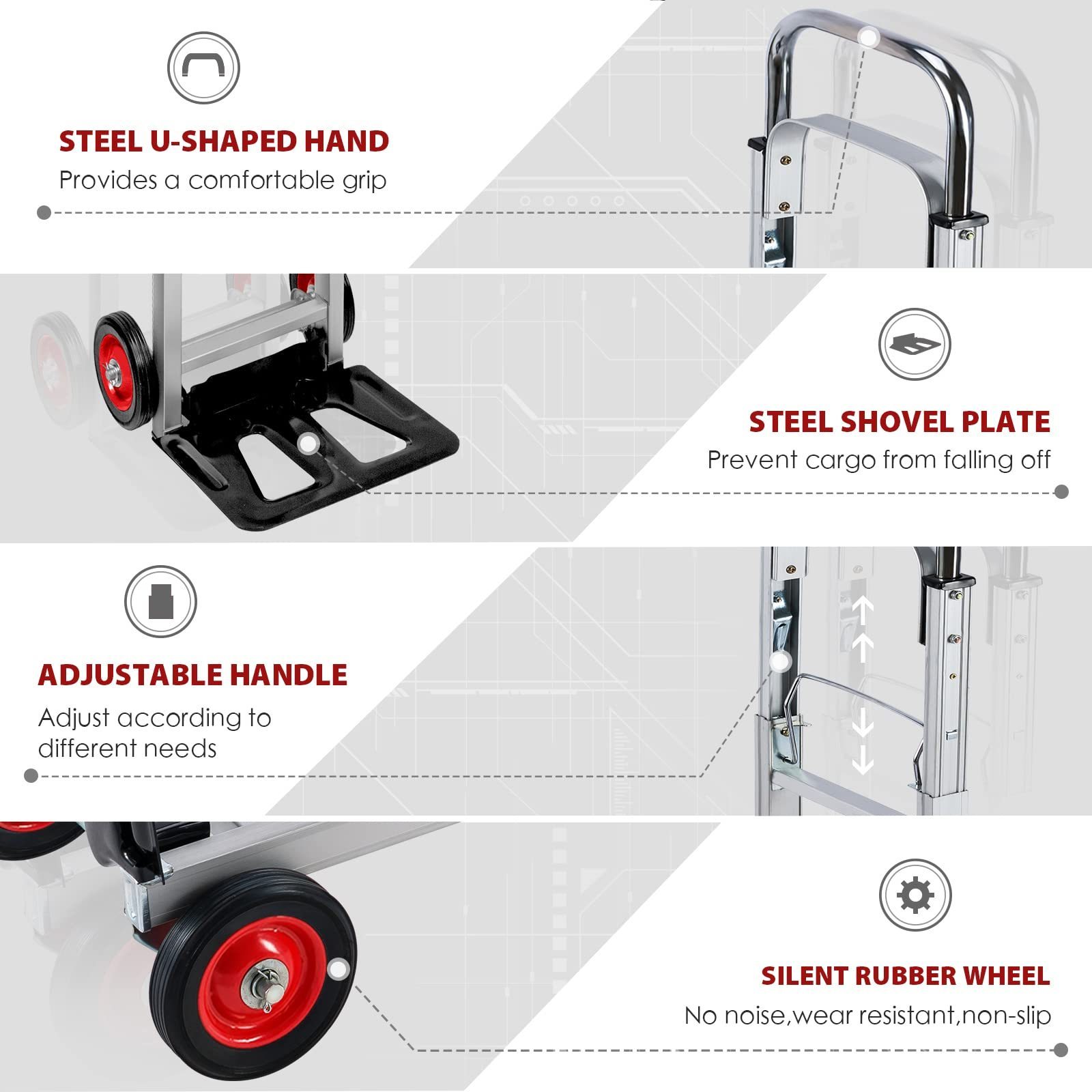 China Portable Dolly Cart Stair Climber Folding Manual Handtruck 4 In 1 Steel Heavy Duty Hand Trucks Cart