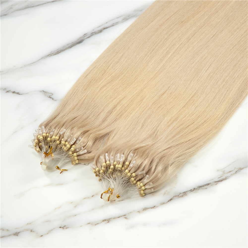 Double Drawn Micro Loop Ring Raw Virgin Human Hair Micro Beads Weft Hair Extensions Remy micro link human hair extensions