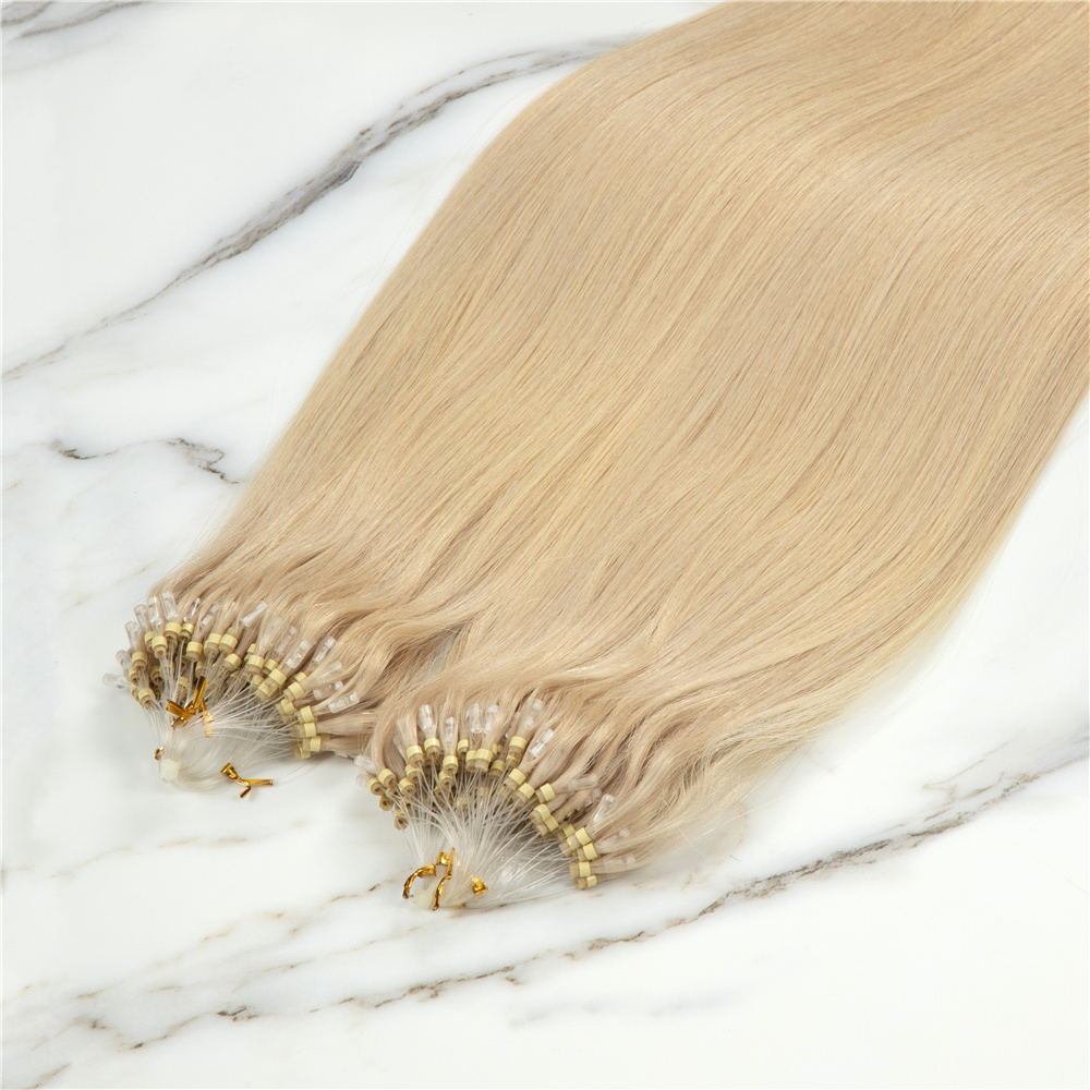 Double Drawn Micro Loop Ring Raw Virgin Human Hair Micro Beads Weft Hair Extensions Remy micro link human hair extensions