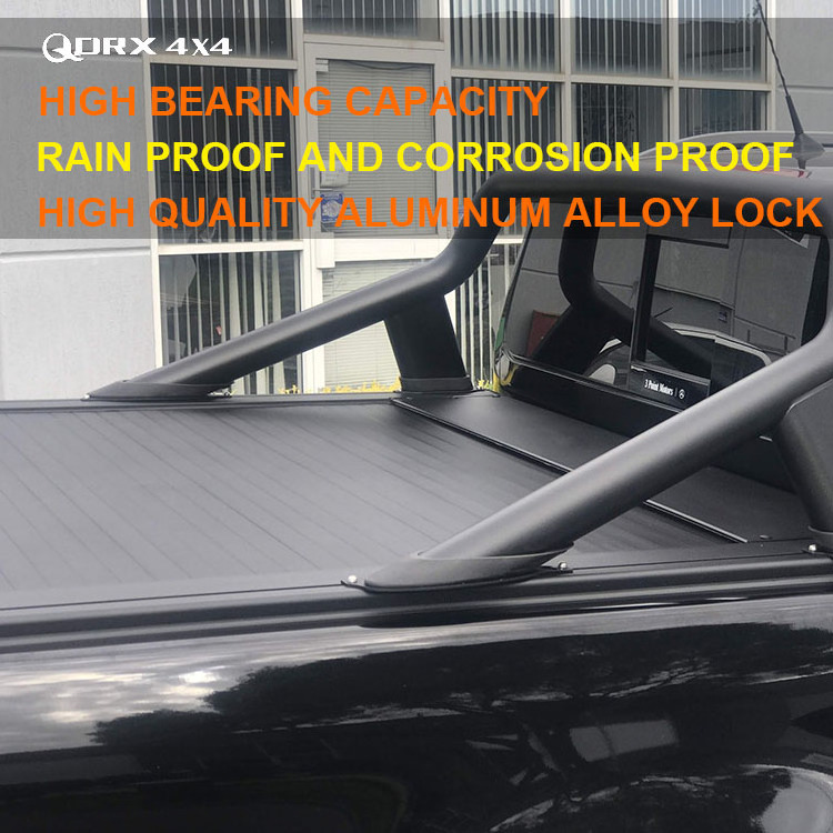 Retractable pickup truck bed cover manual roller tonneau cover with lock for F150