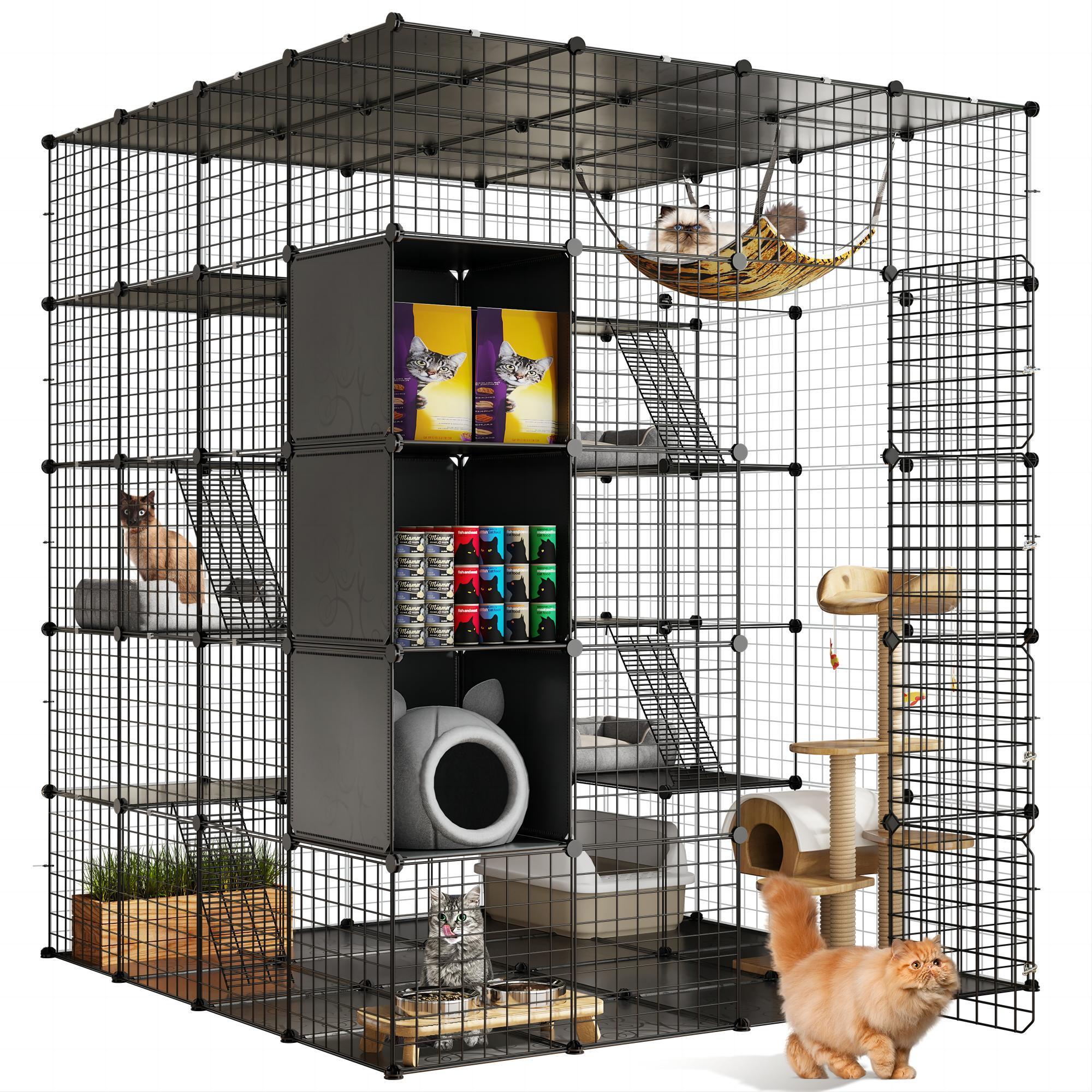 Pet carrier assembly simple multi-layer firm can climb play rest large free space multi-style stainless steel cat carrier