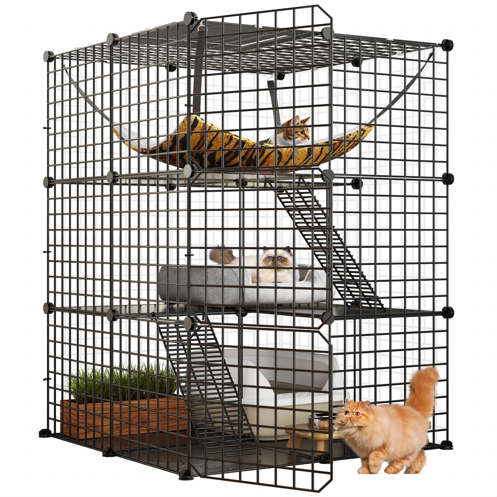 Pet carrier assembly simple multi-layer firm can climb play rest large free space multi-style stainless steel cat carrier